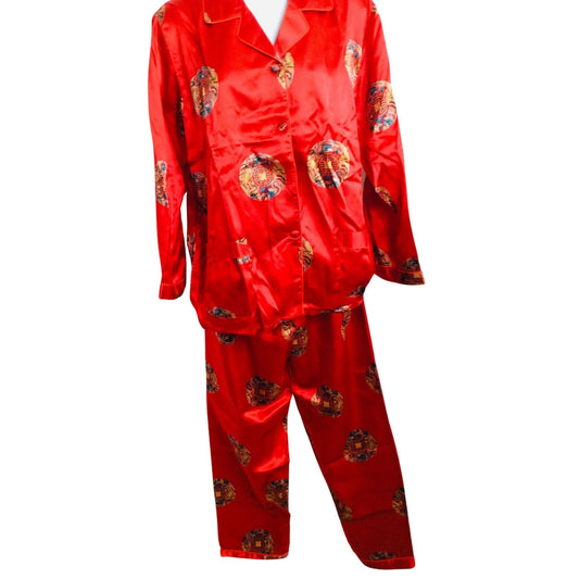 Vintage Red Silk Pajamas