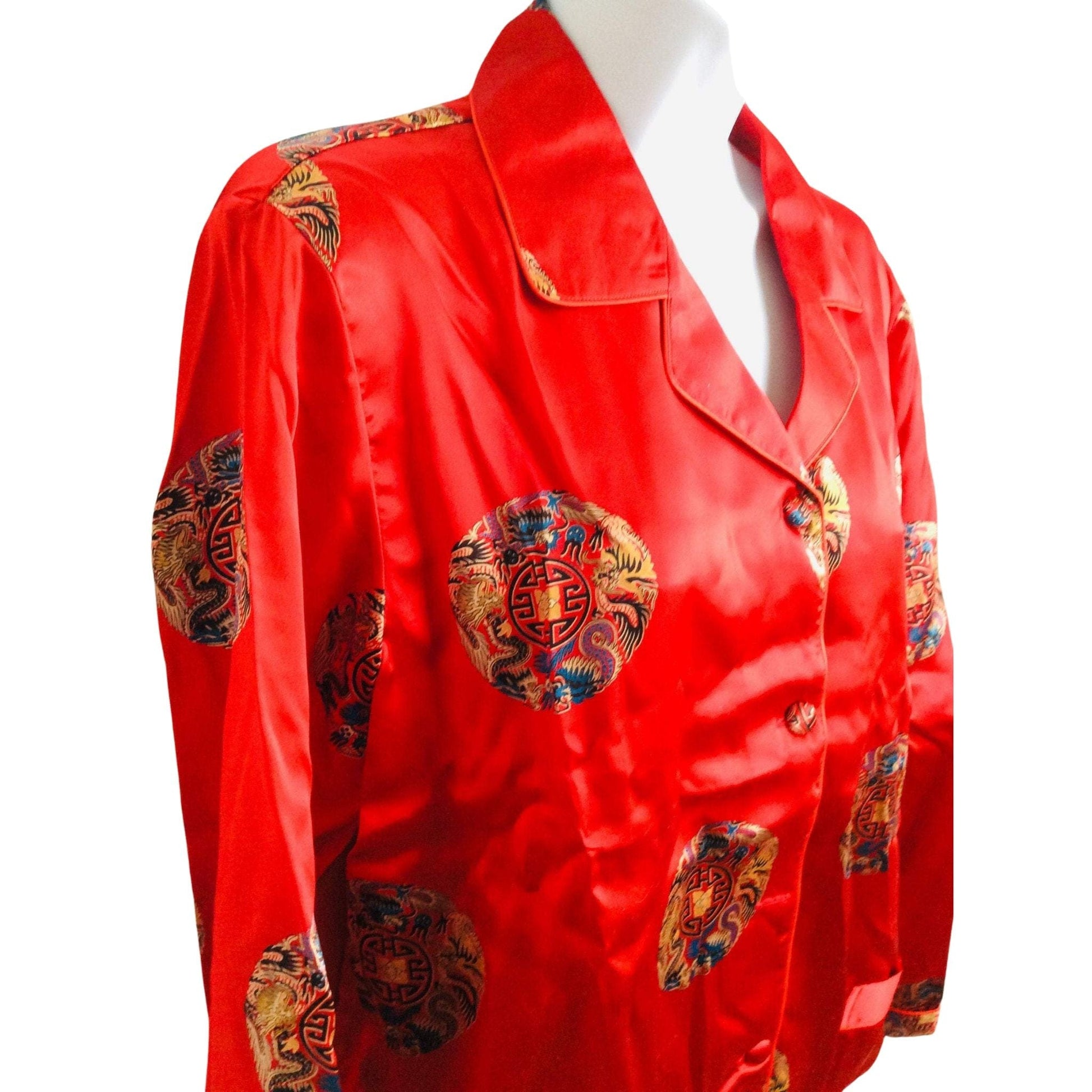 Vintage Red Silk Pajamas