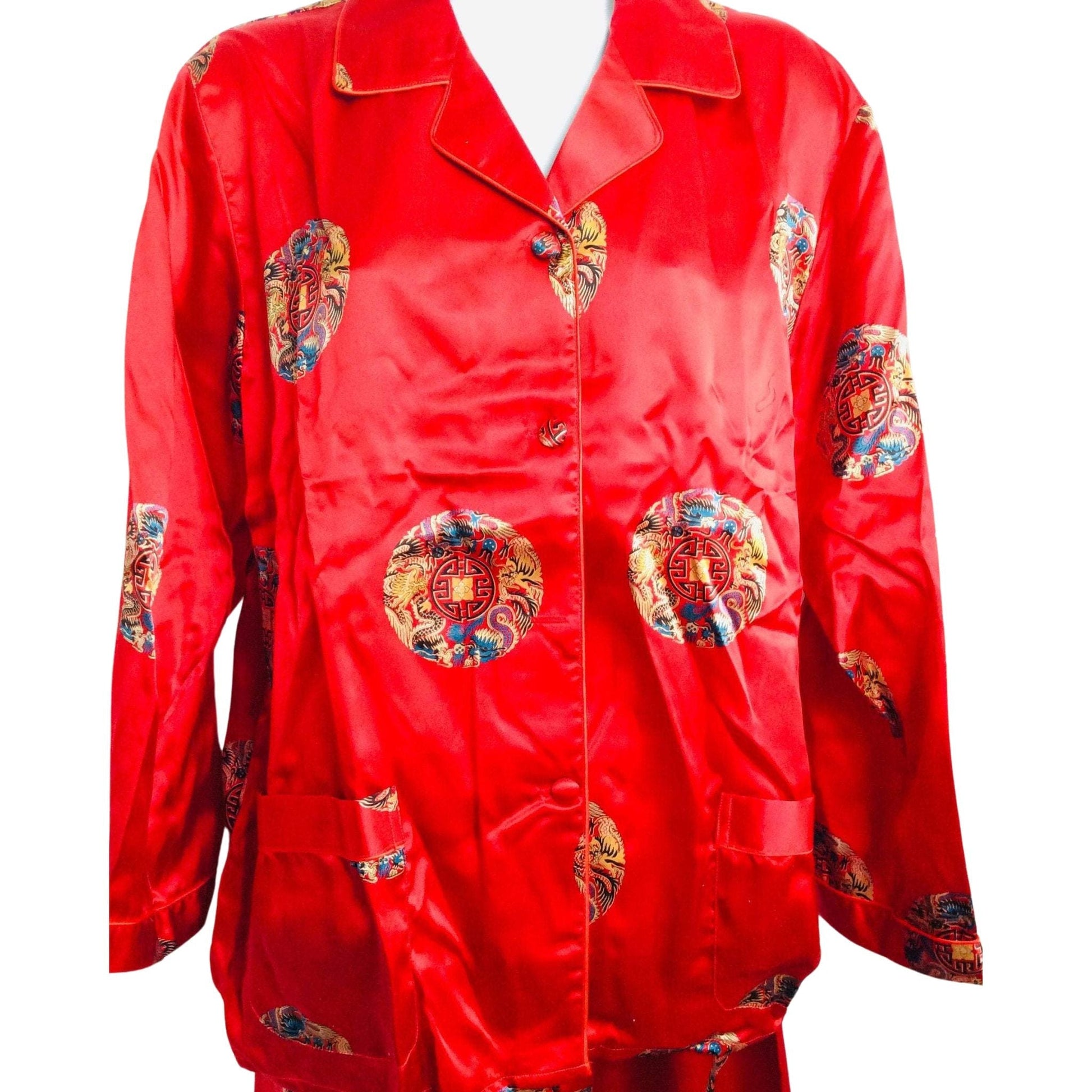 Vintage Red Silk Pajamas