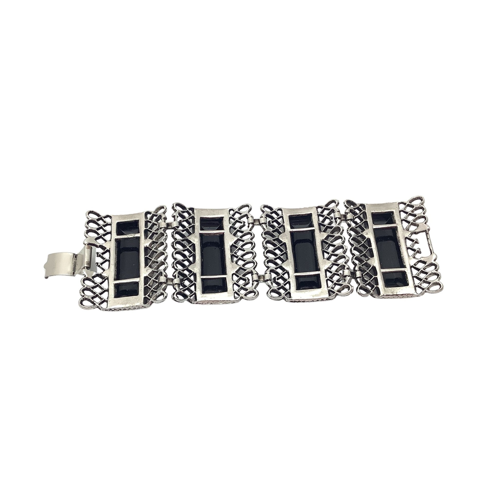 Vintage Silver-Tone Book-Chain Bracelet Back View