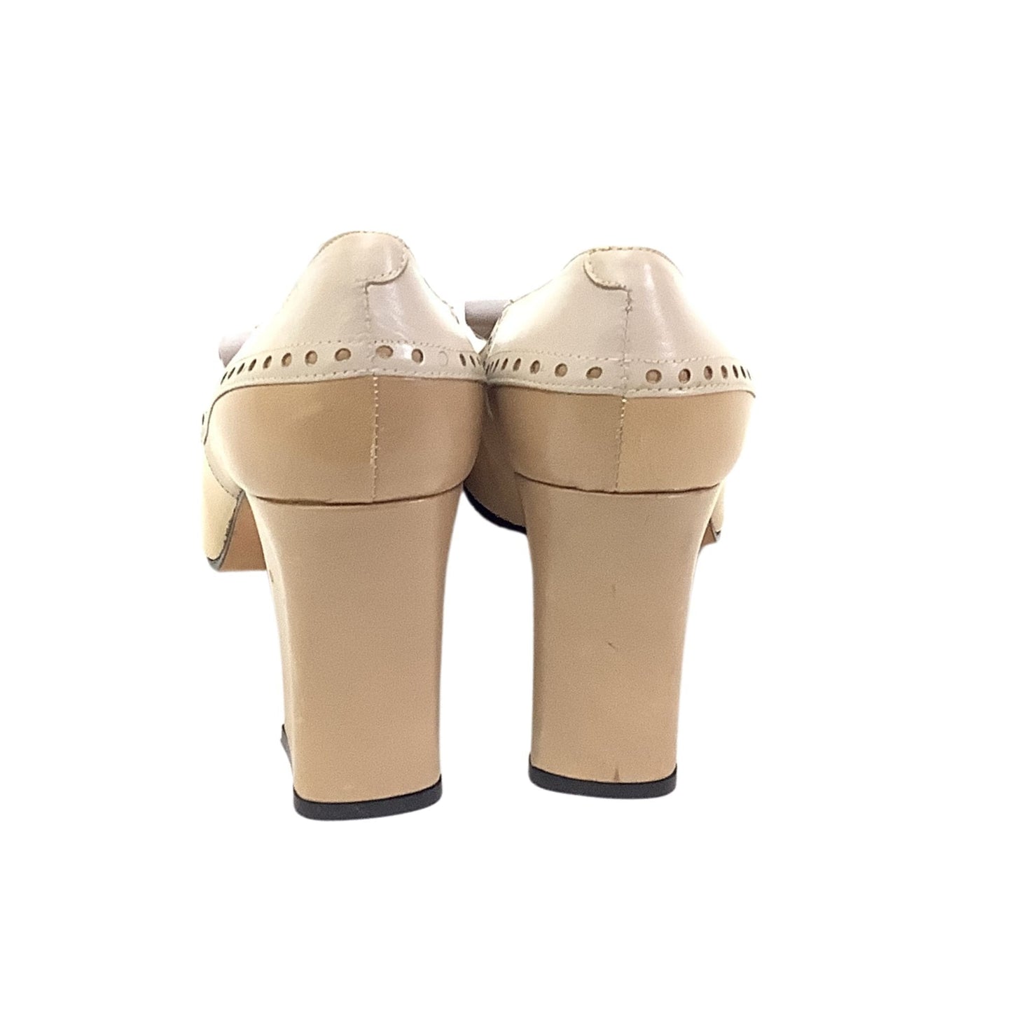Vintage Spanish Leather Heels 7 / Beige / Vintage - 1990s