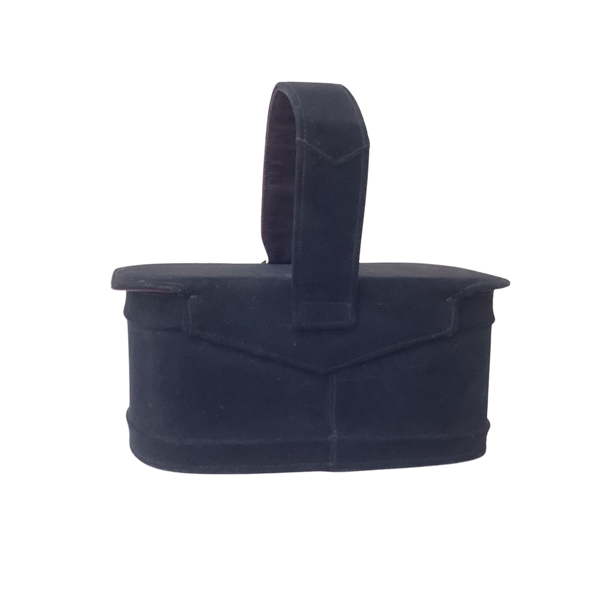 Back view of Stylecraft black handbag with a single upright handle.