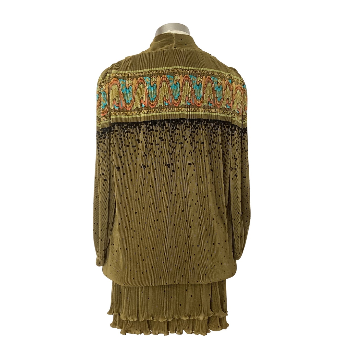 Virginie Paris  long-sleeve olive green micro-pleated back view