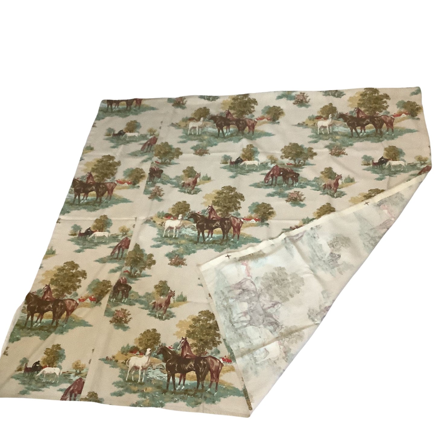 Vintage western curtain with folded corner view.