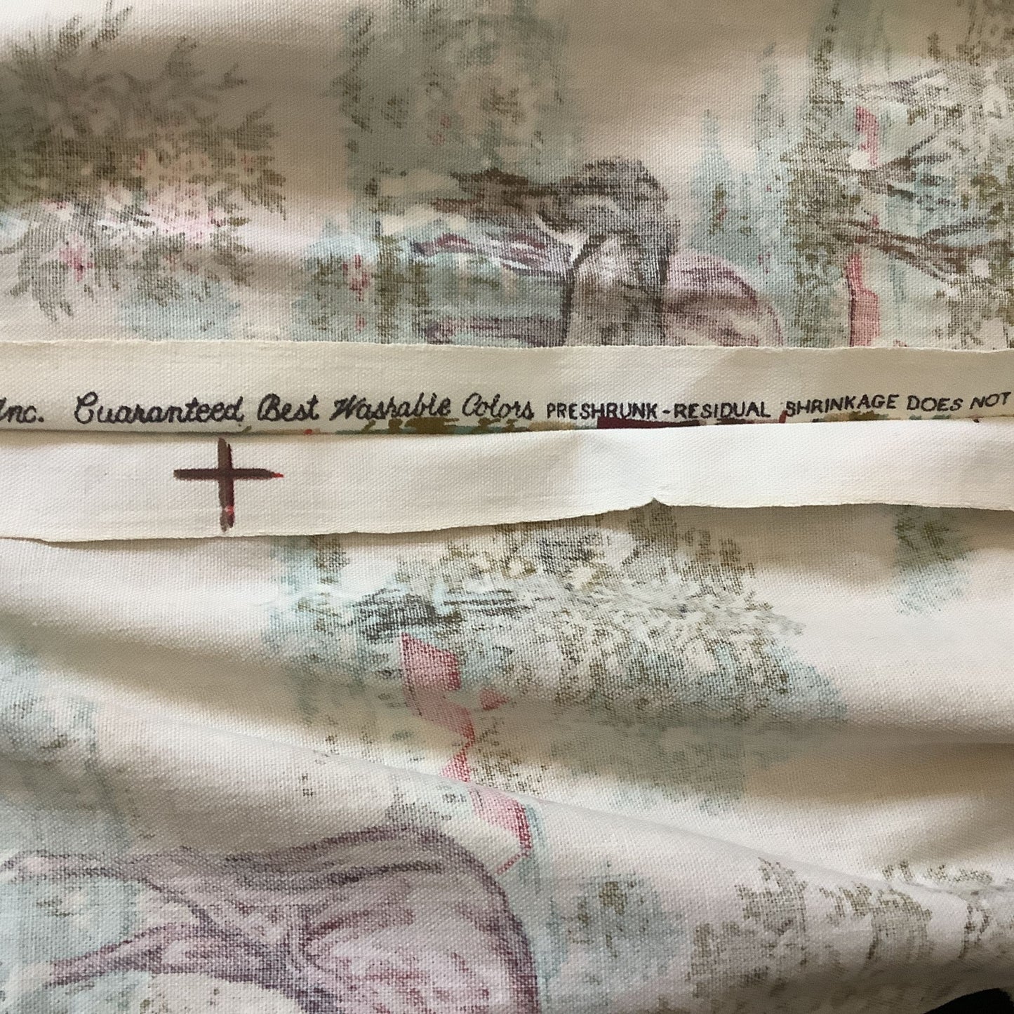 A close-up of vintage western curtain  label view.