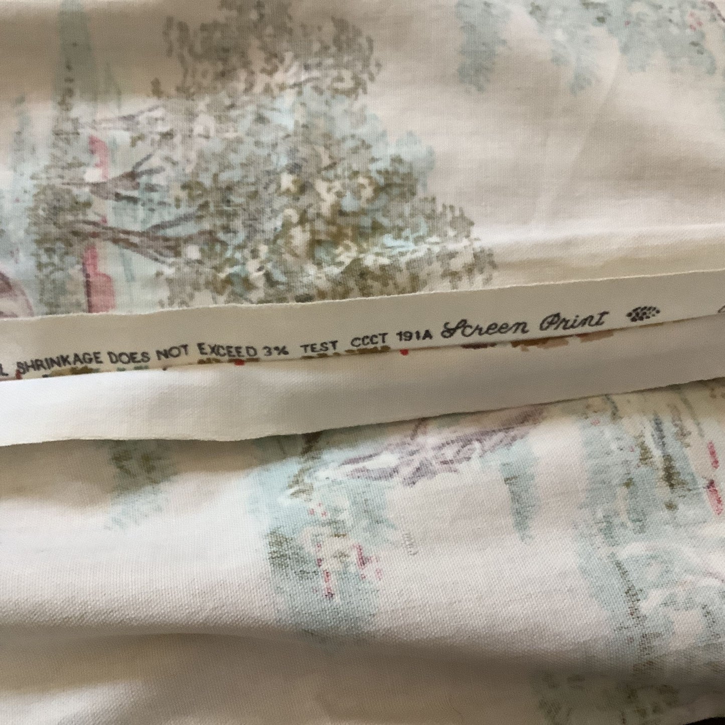 Vintage curtain label view 'screen print'