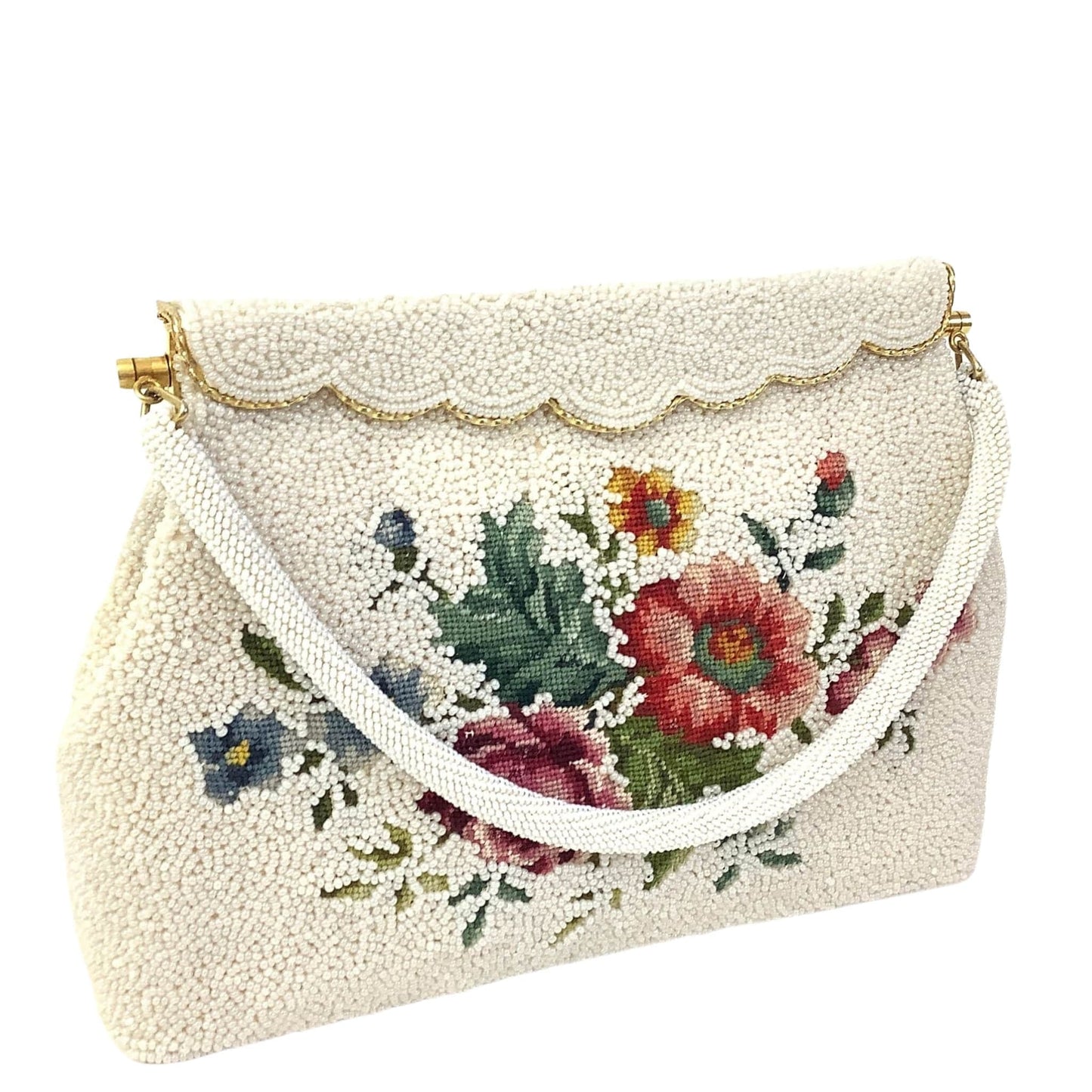Vintage White Beaded Bag