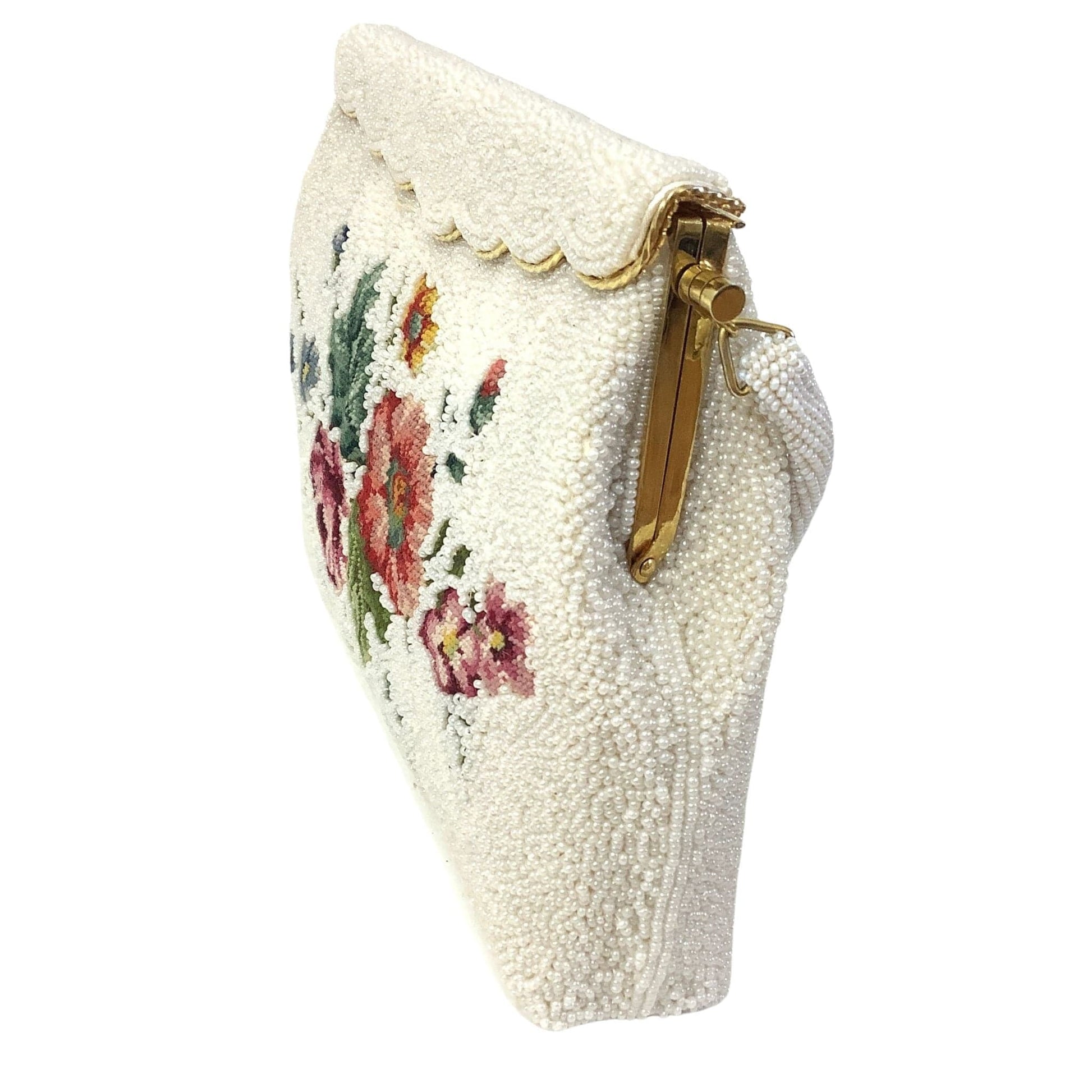 Vintage White Beaded Bag