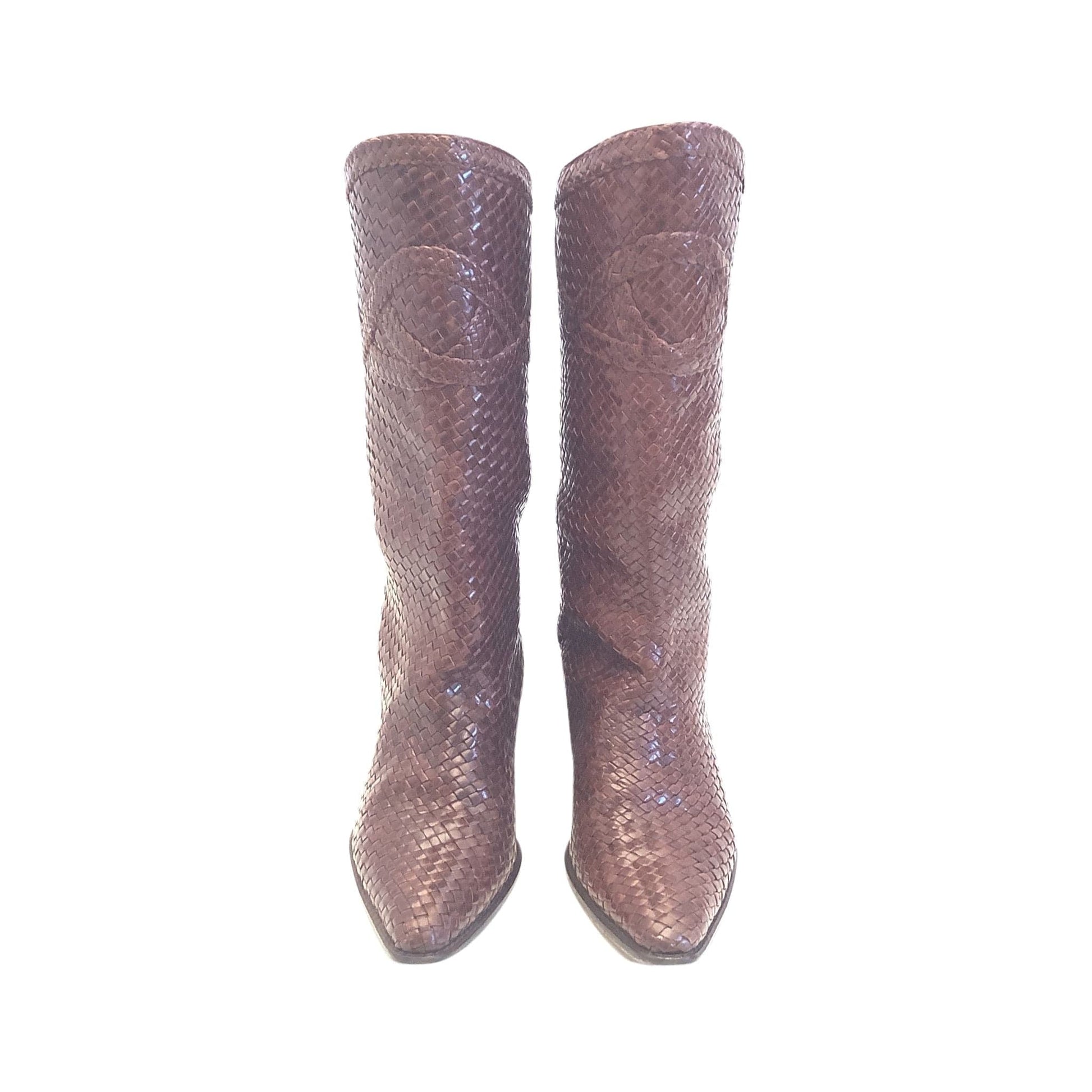 Vintage Woven Leather Boots