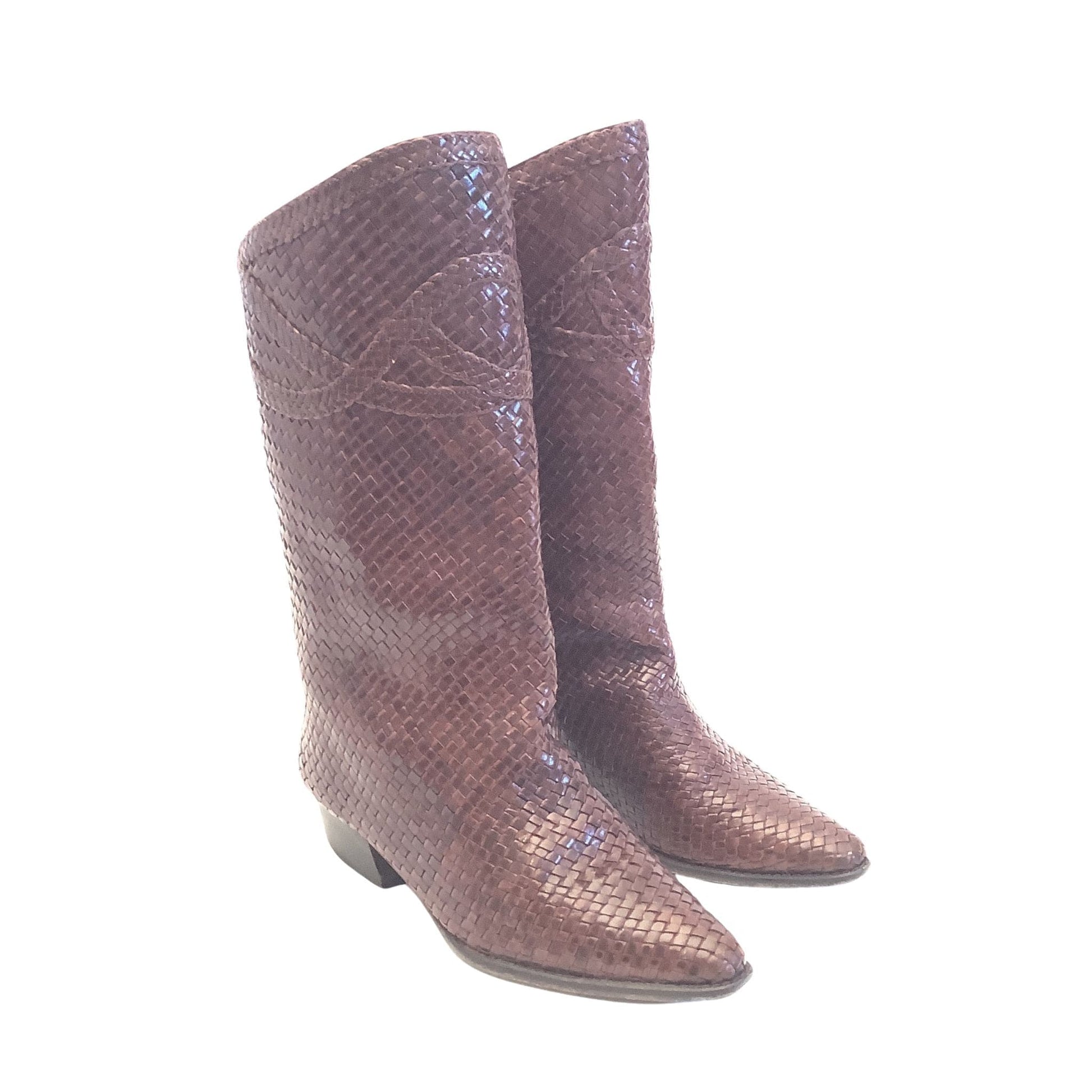 Vintage Woven Leather Boots
