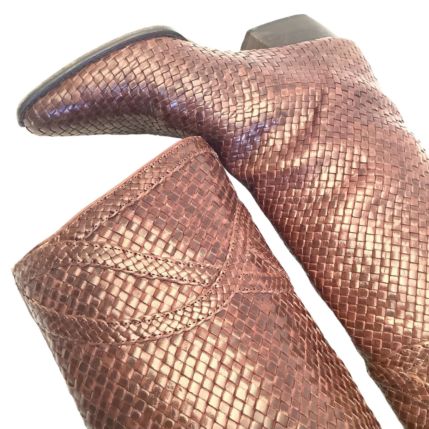 Vintage Woven Leather Boots