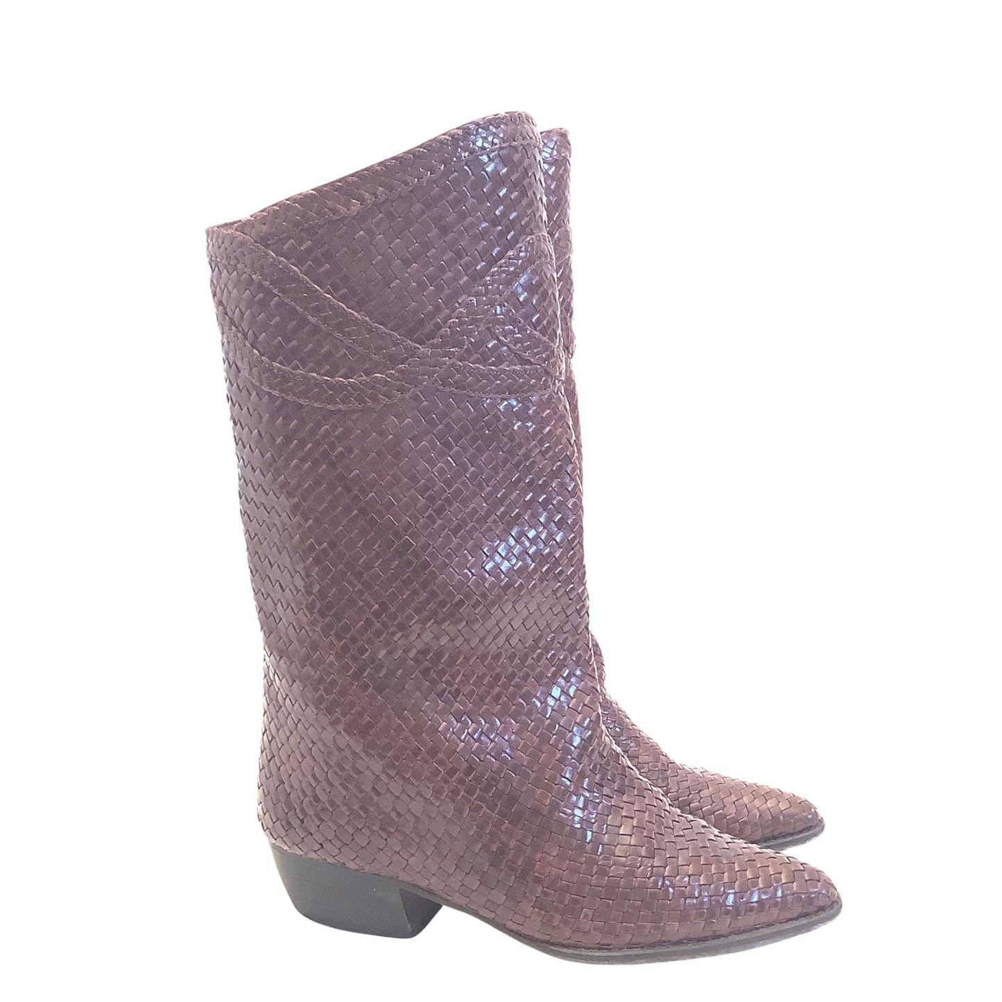 Vintage Woven Leather Boots