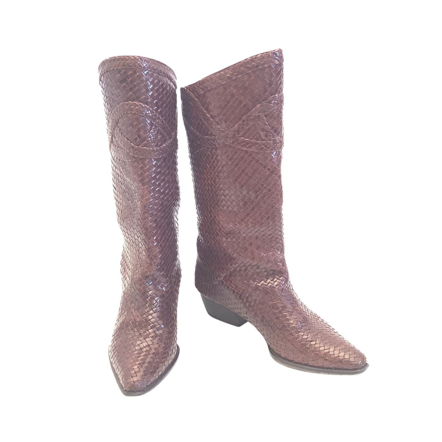 Vintage Woven Leather Boots