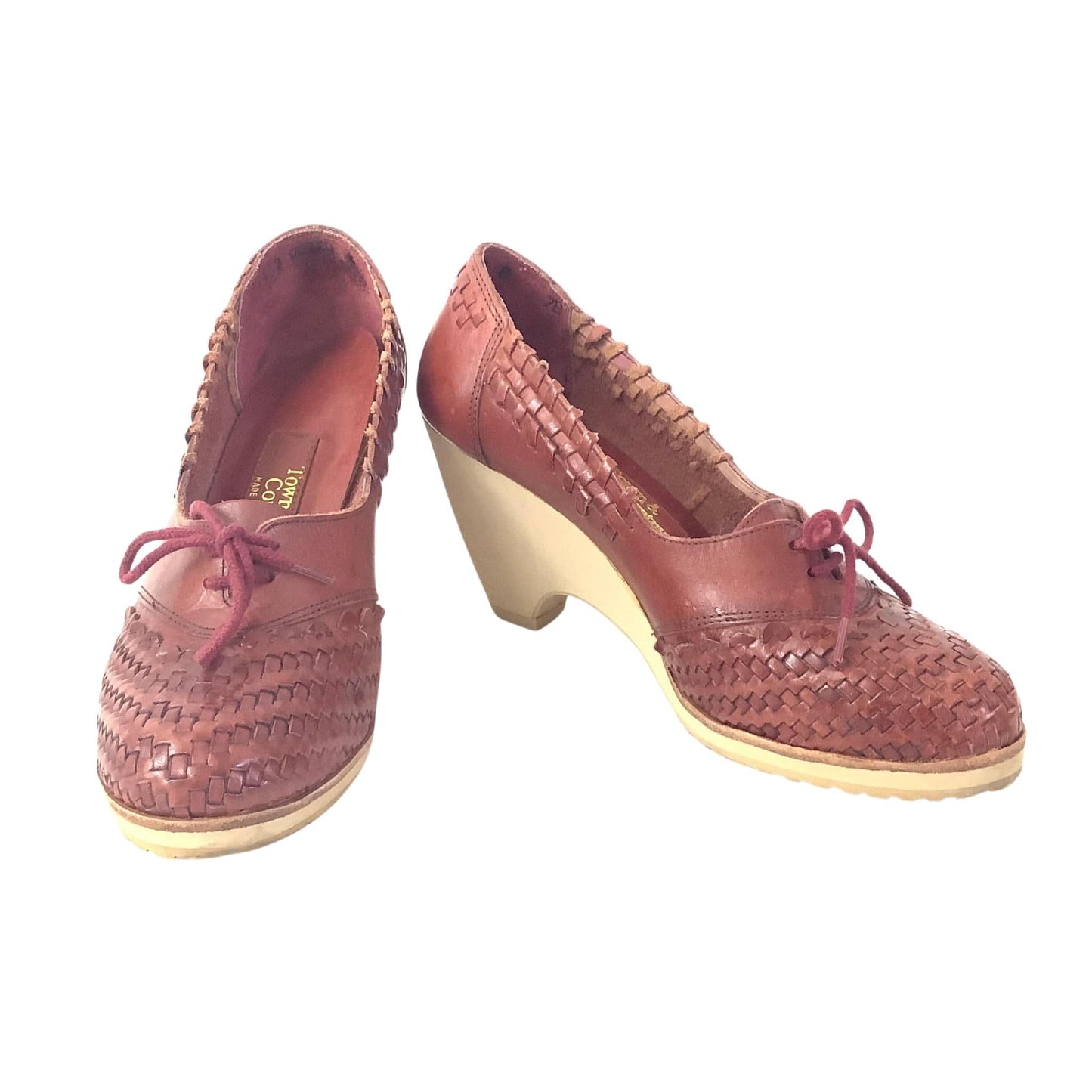 Vintage Woven Leather Shoes 7 / Burgundy / Vintage 1980s
