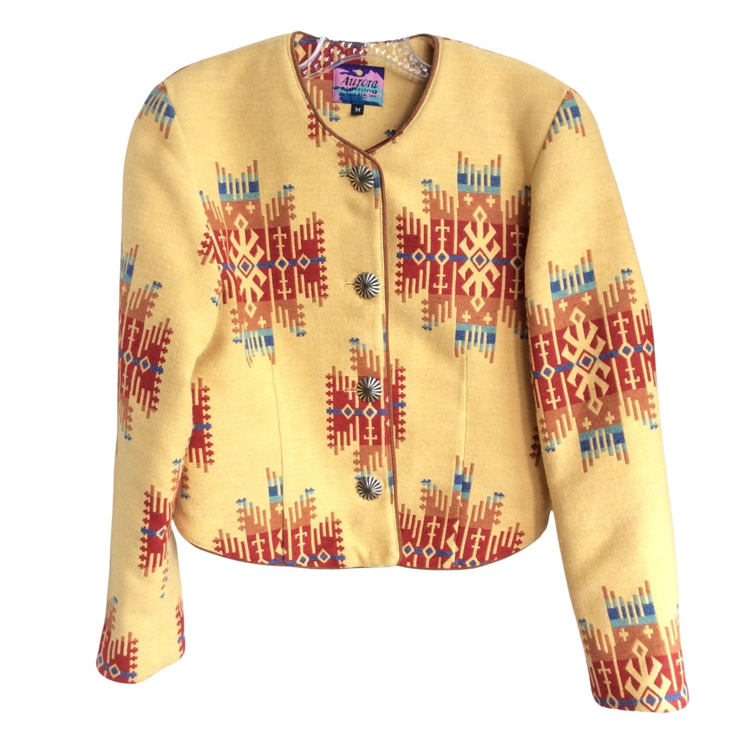 Western Geometric Jacket Small / Yellow / Vintage 1990s