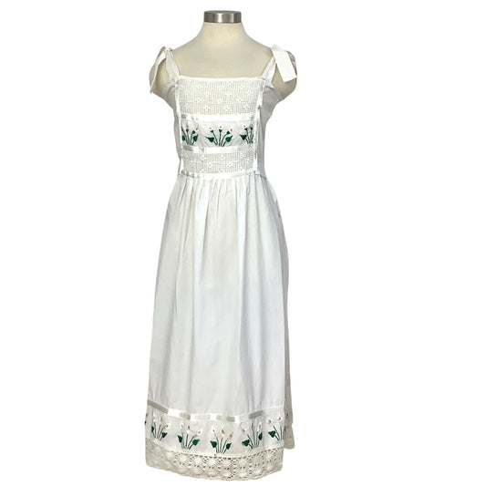 White Boho Dress Small / White / Vintage 1980s