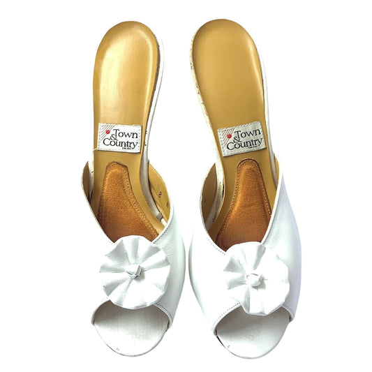 White Heeled Mules 1990s