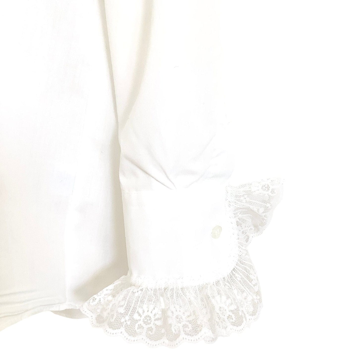 1980s Baroque White Ruffle Blouse with Gold Tassel Details