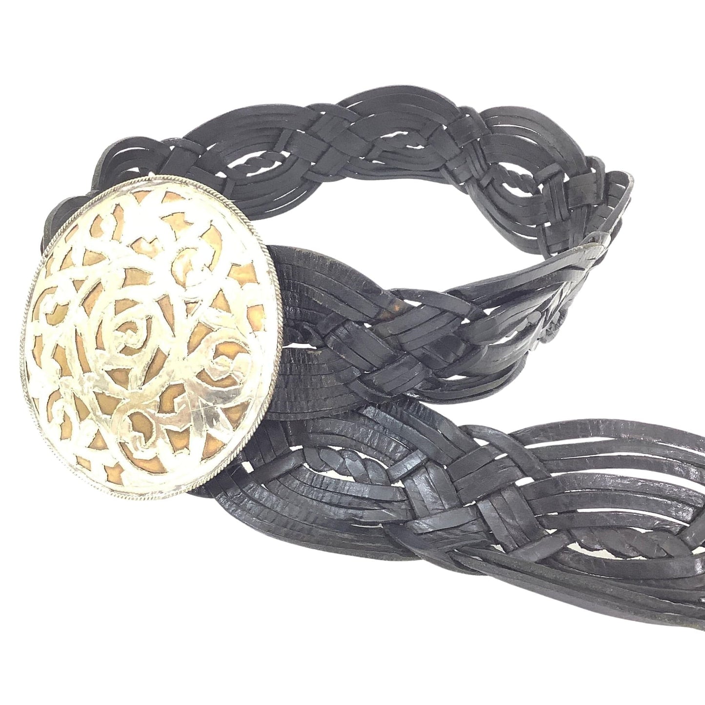 Woven Black Leather Belt