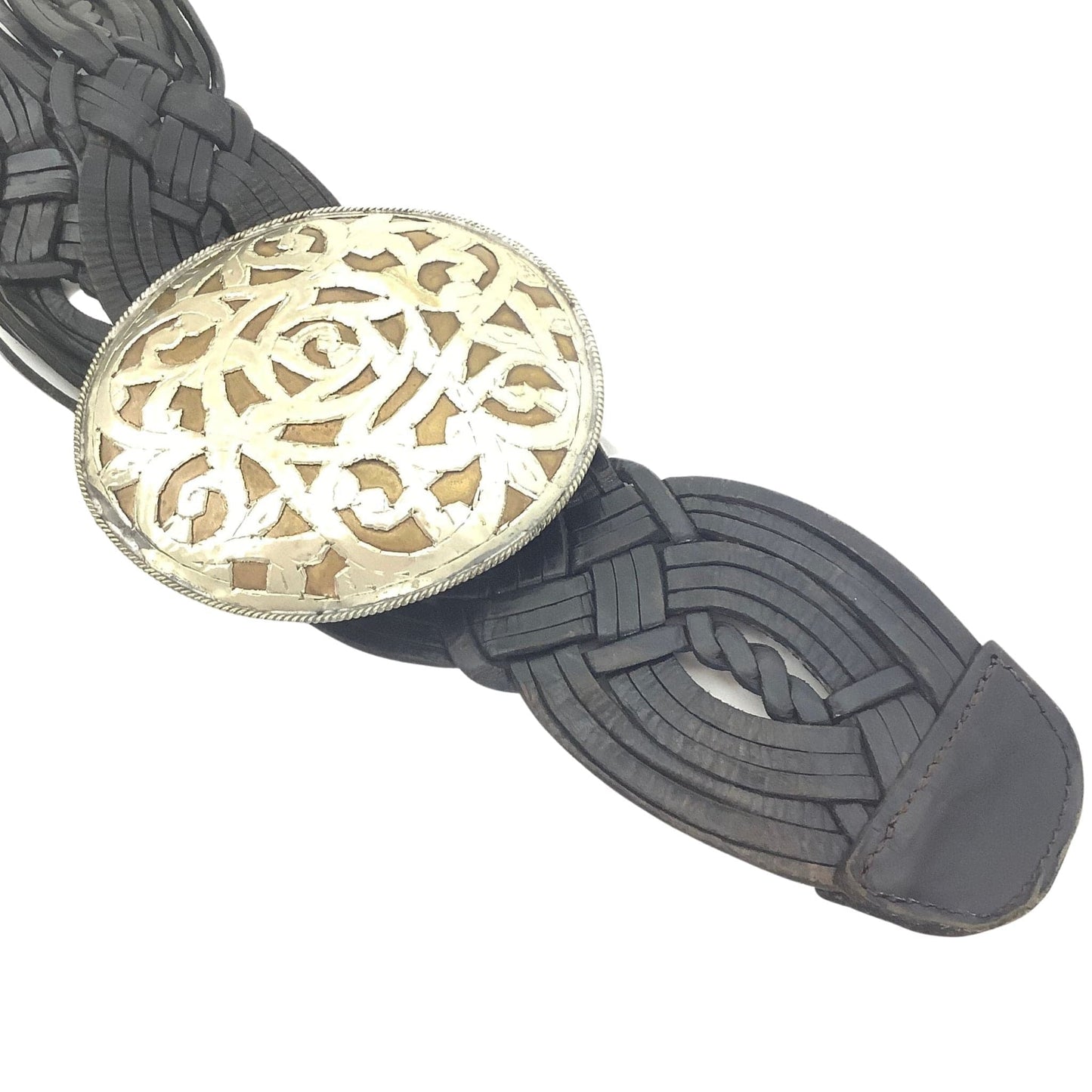 Woven Black Leather Belt