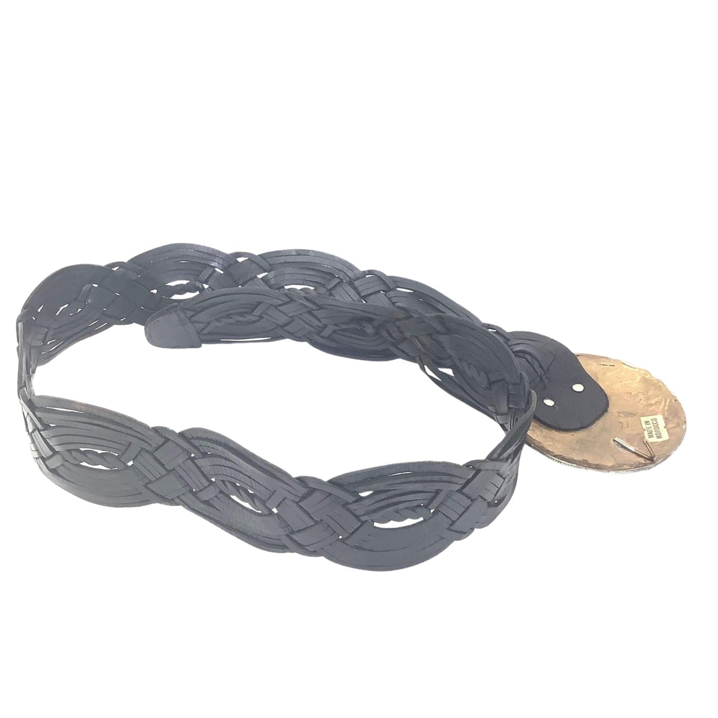 Woven Black Leather Belt