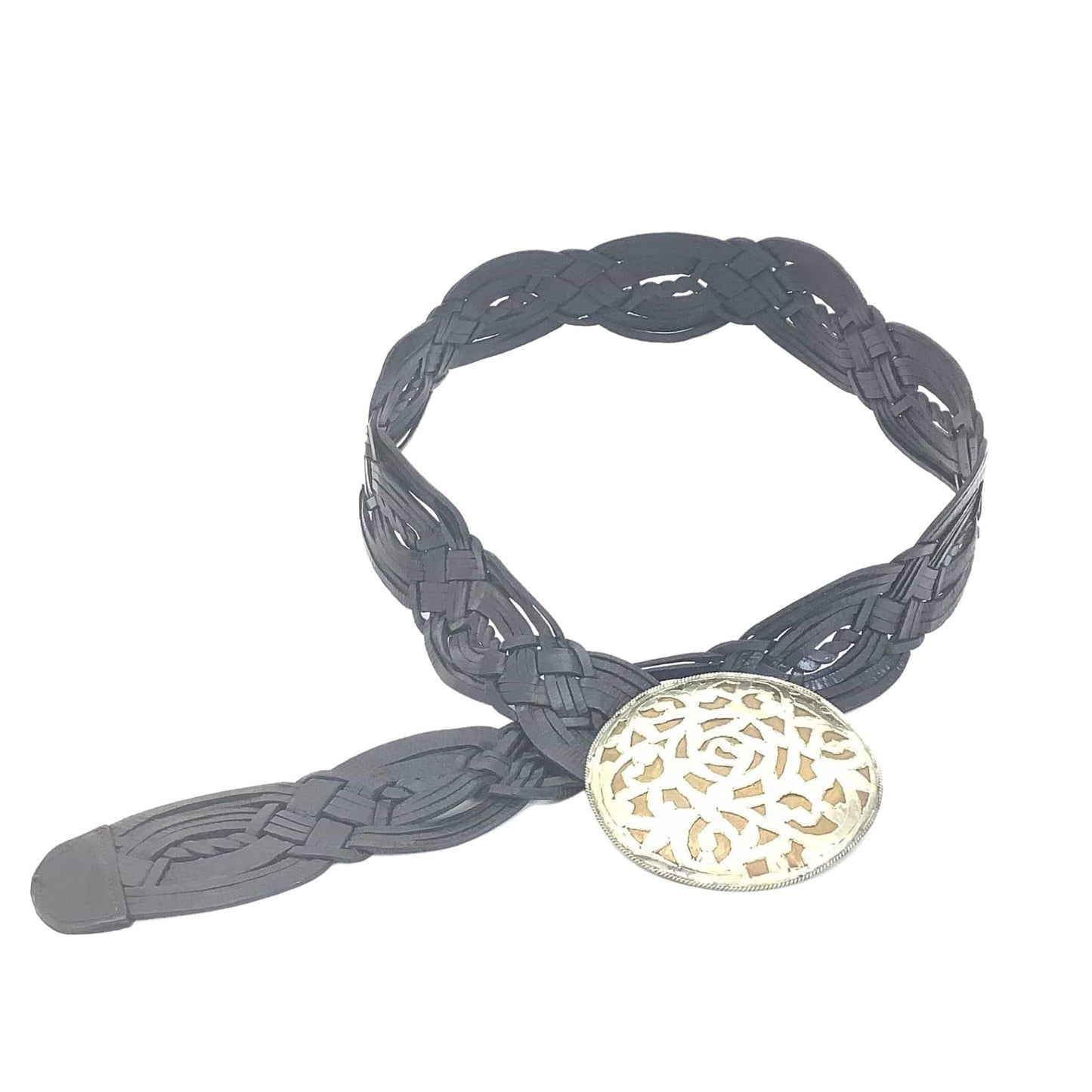 Woven Black Leather Belt