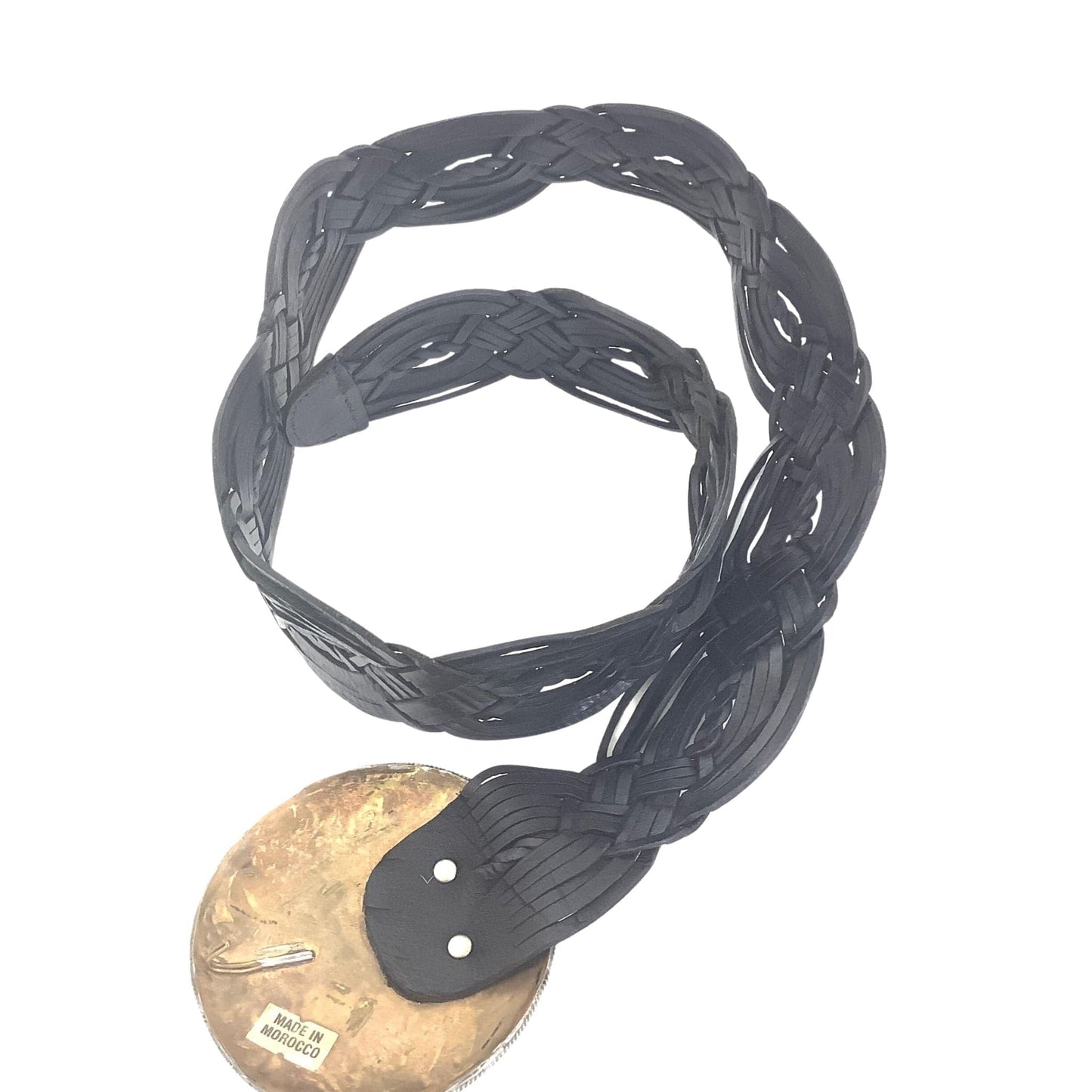 Woven Black Leather Belt