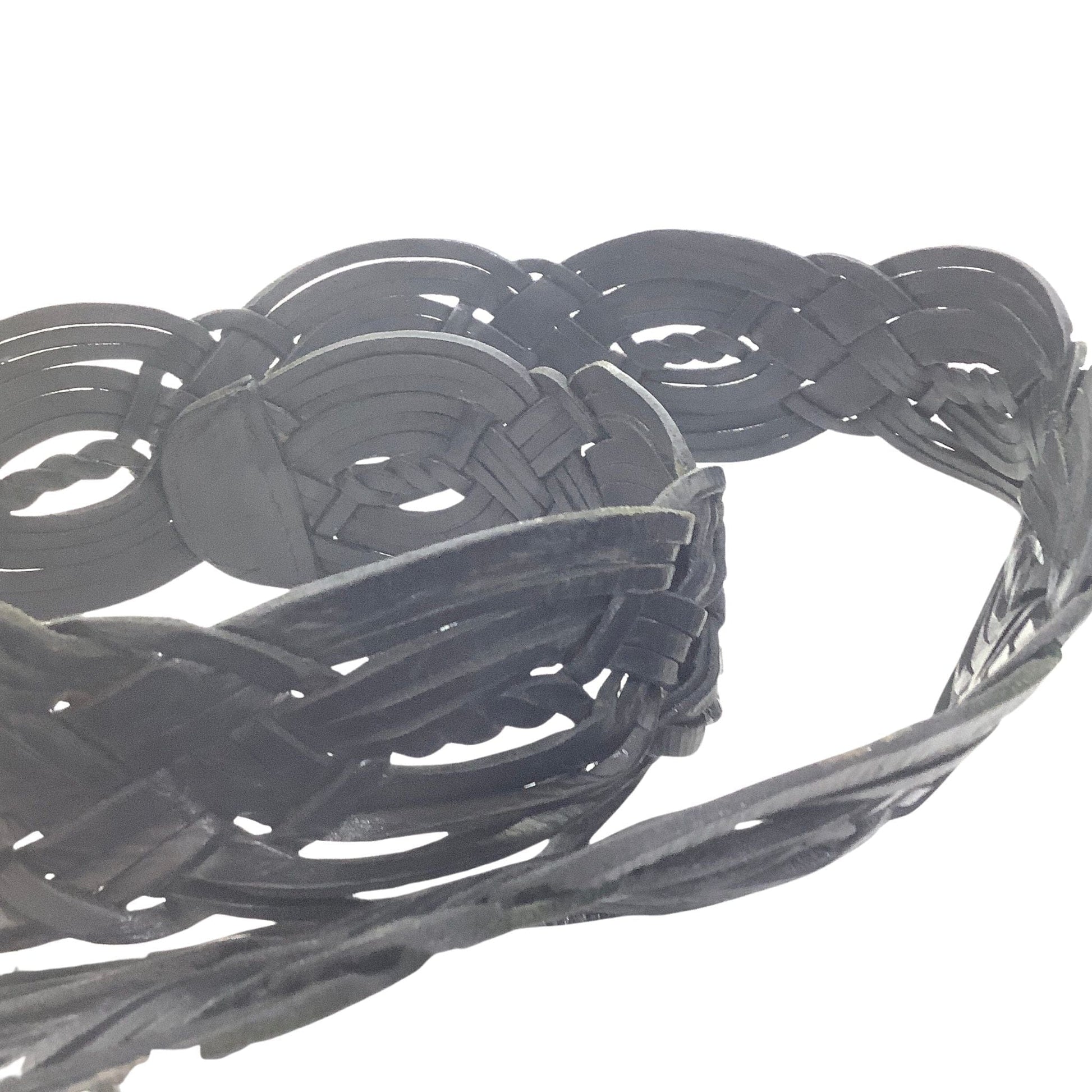 Woven Black Leather Belt