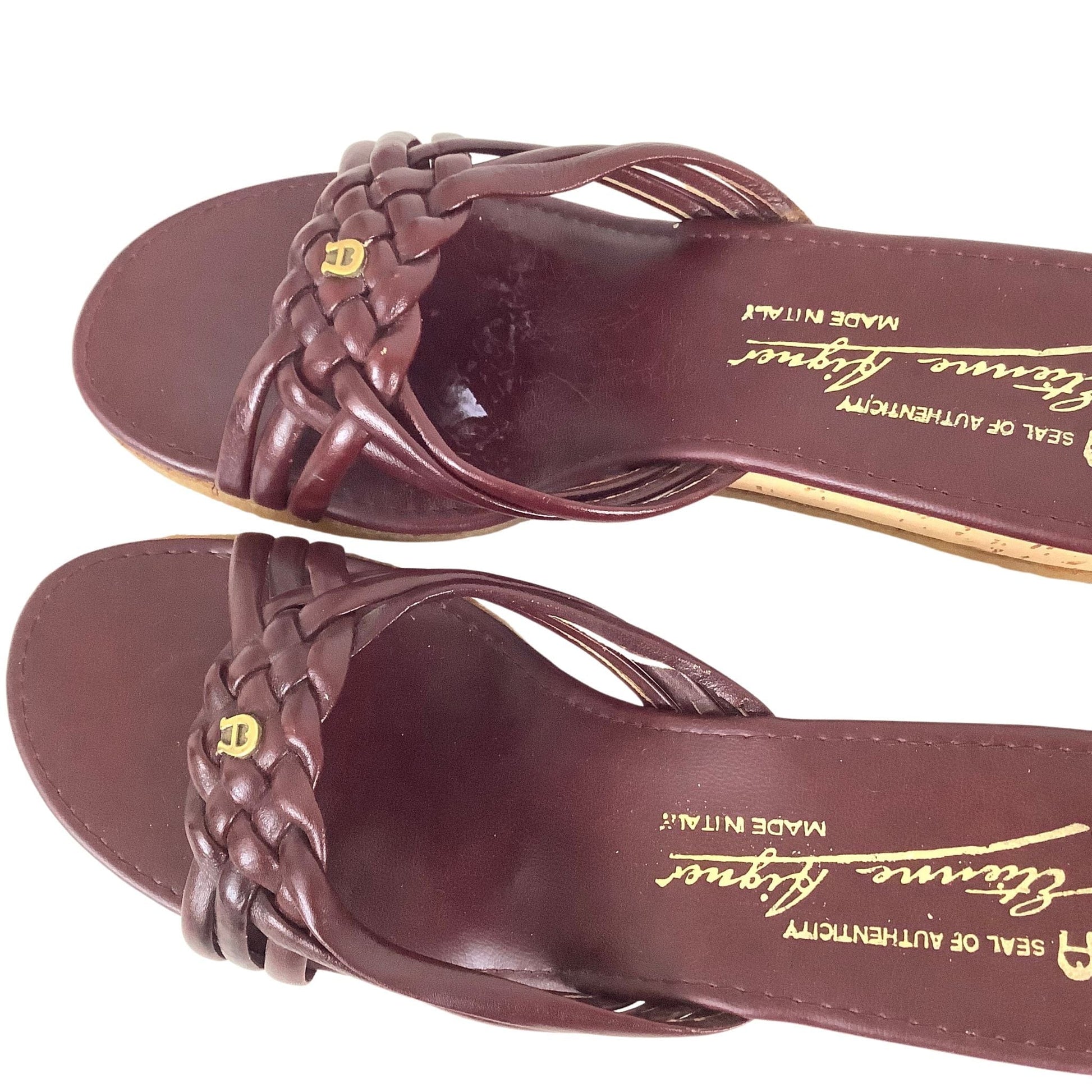 Woven Leather Slides 8 / Burgundy / Classic
