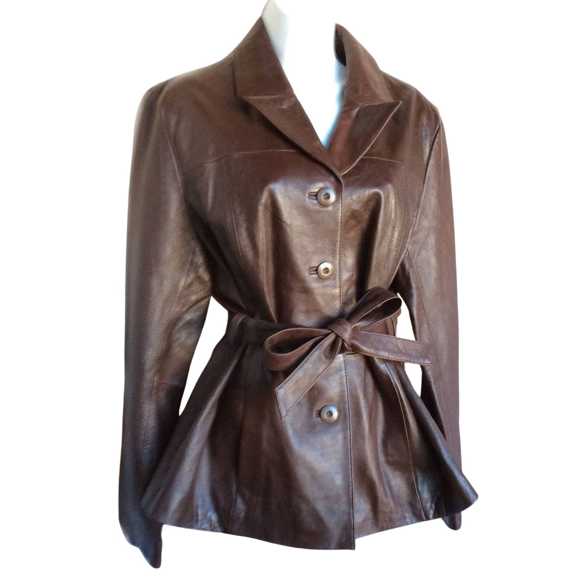 Y2K Belted Leather Jacket Medium / Brown / Y2K - Now