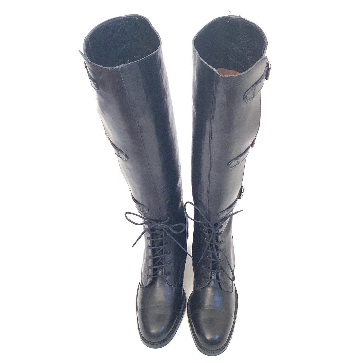 Y2K Black Leather Boots 9.5 / Black / Y2K - Now