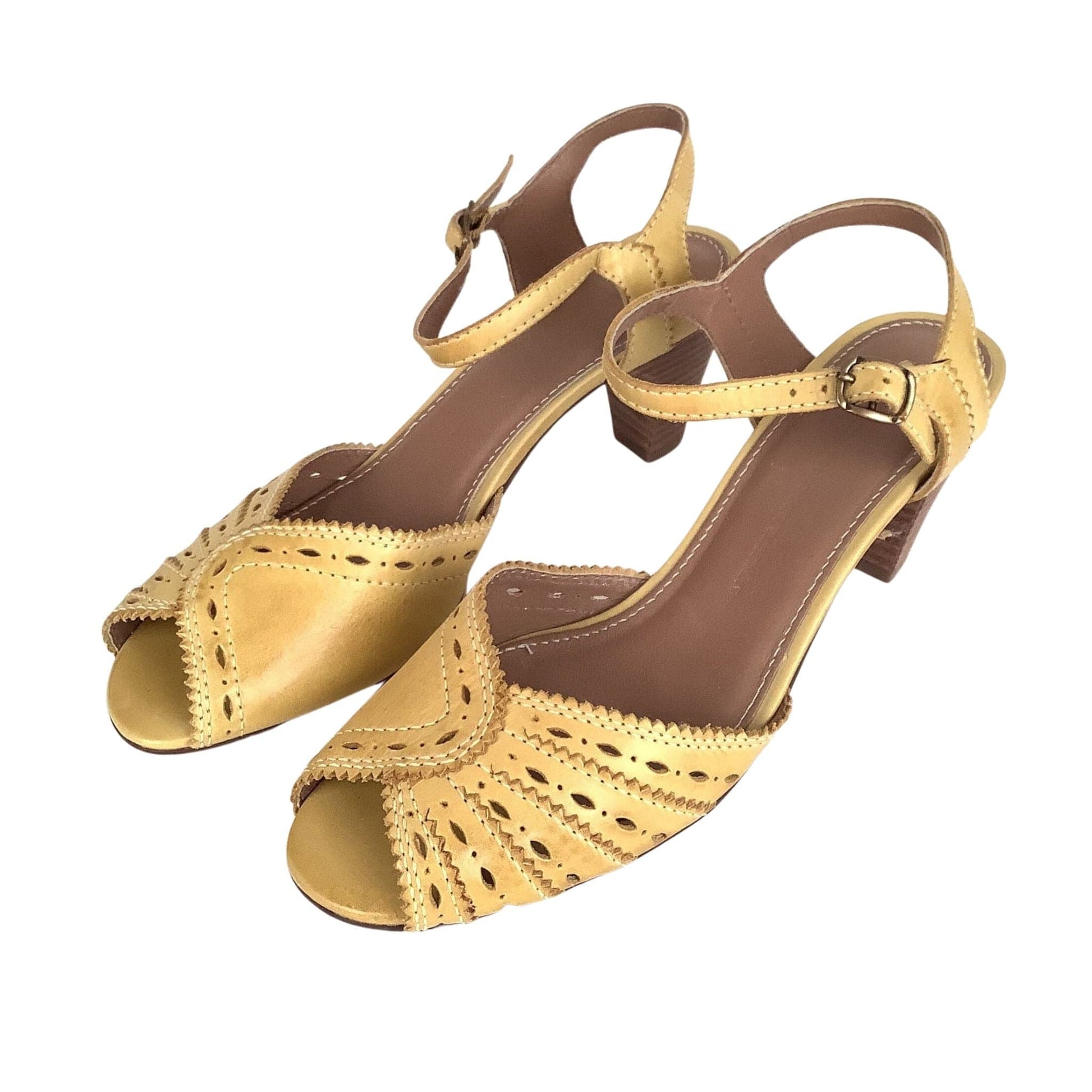 Yellow Heeled Sandals