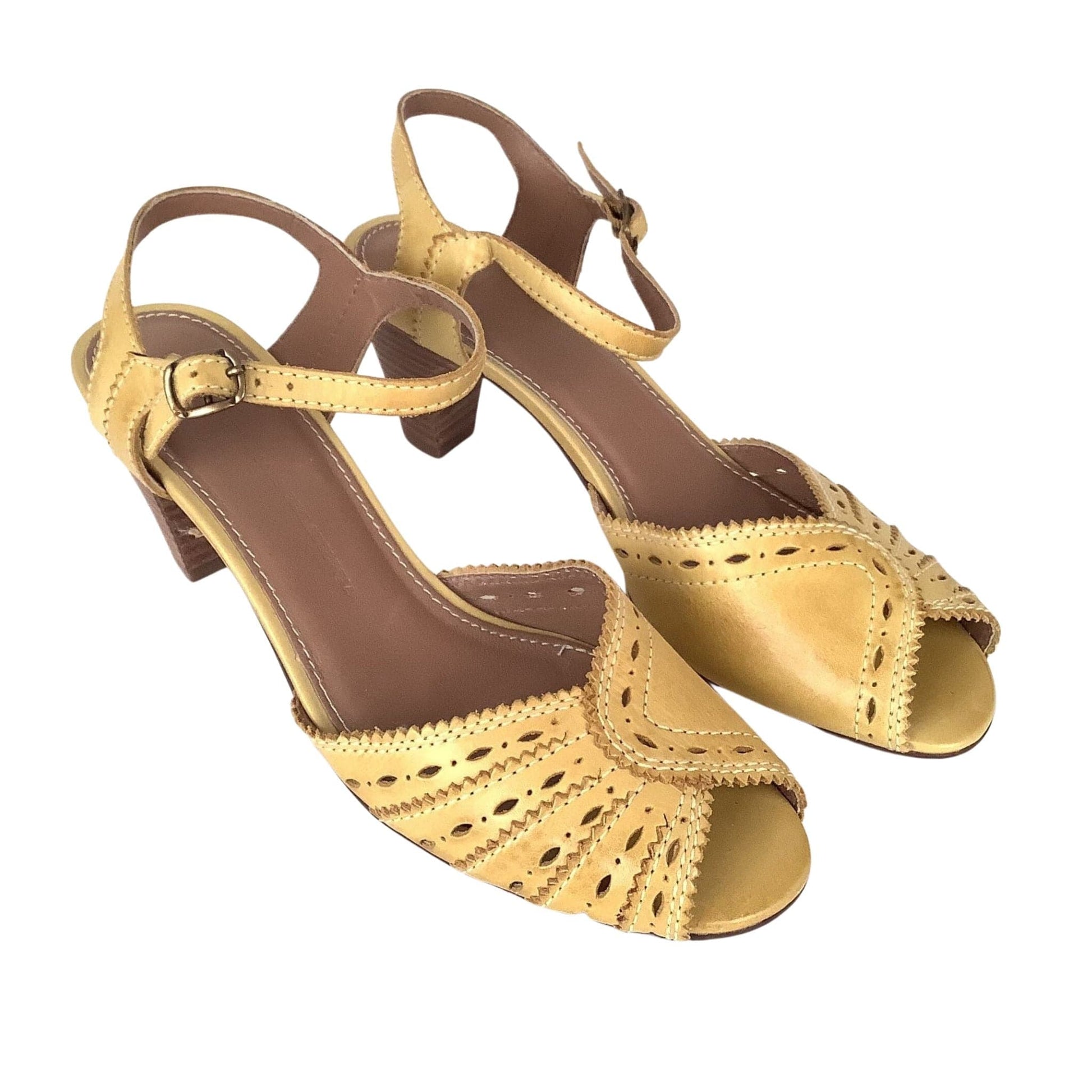 Yellow Heeled Sandals