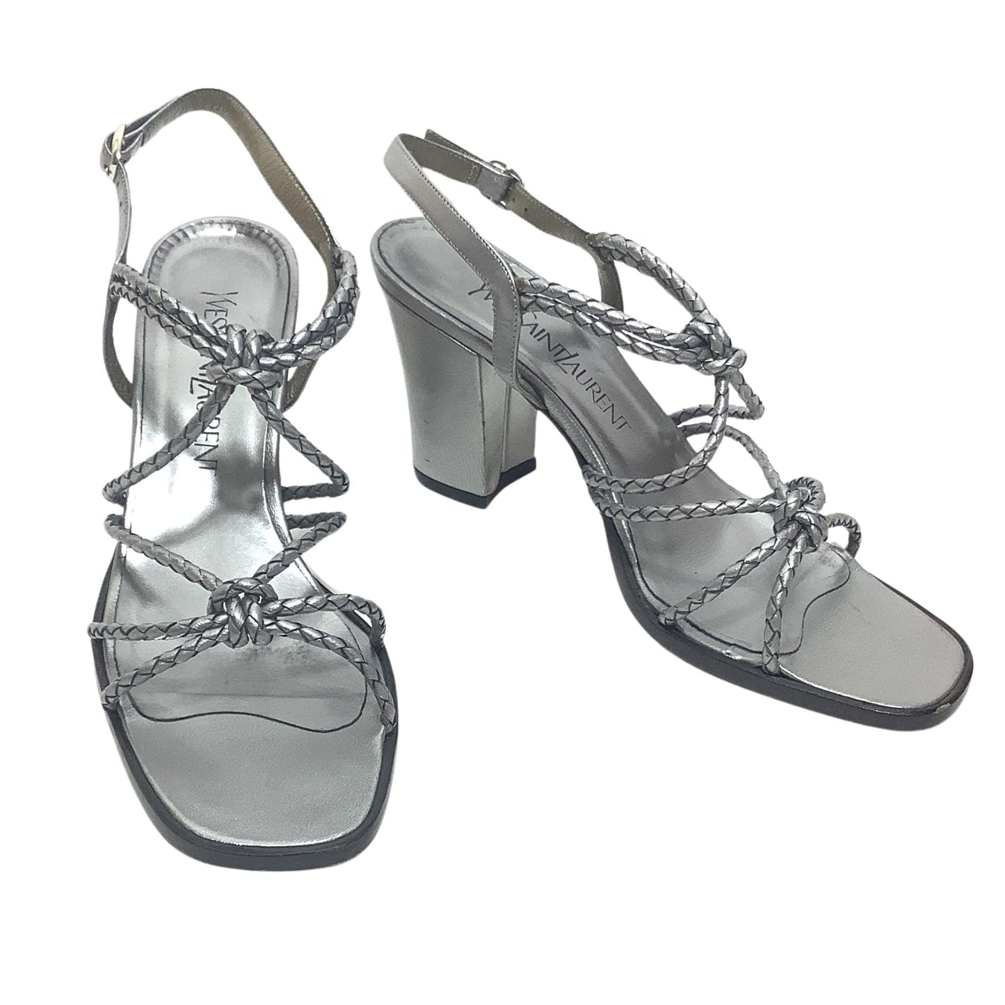YSL Strappy Heels 7.5 / Silver / Y2K - Now