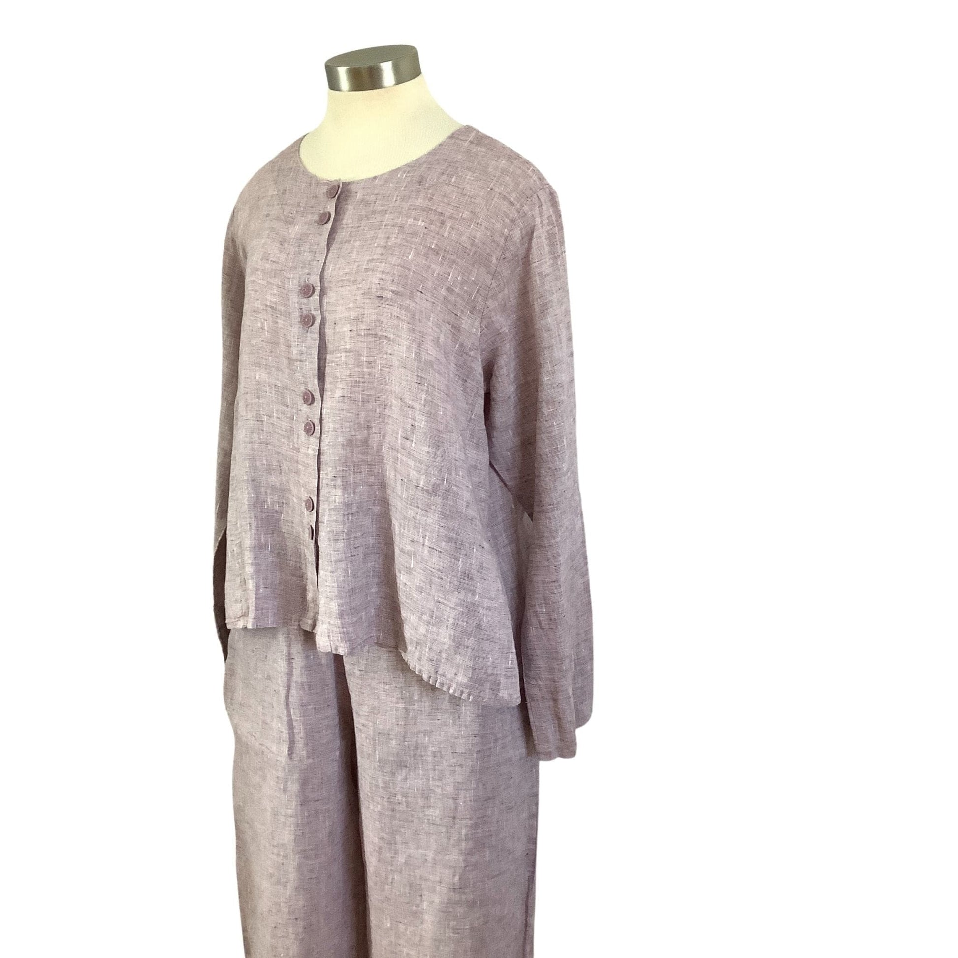 1980s Vintage Flax Outfit Small / Lilac / Lagenlook