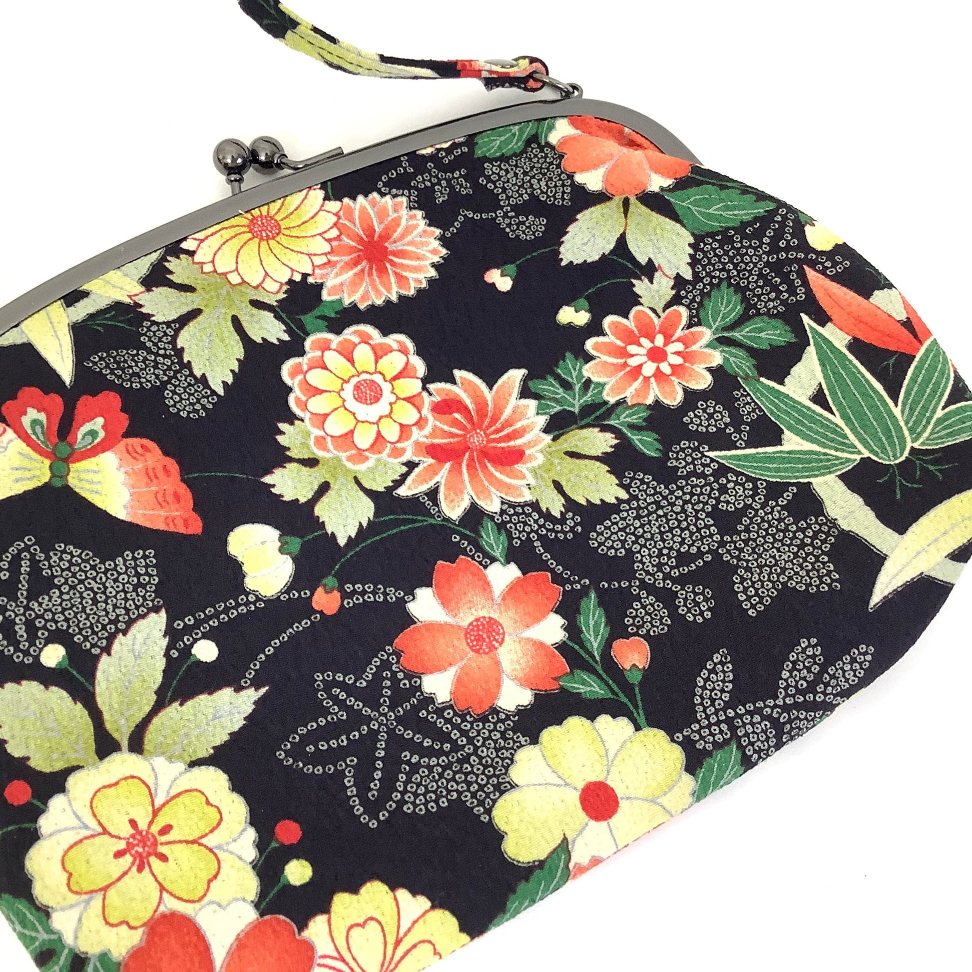 Black Floral Kimono Purse