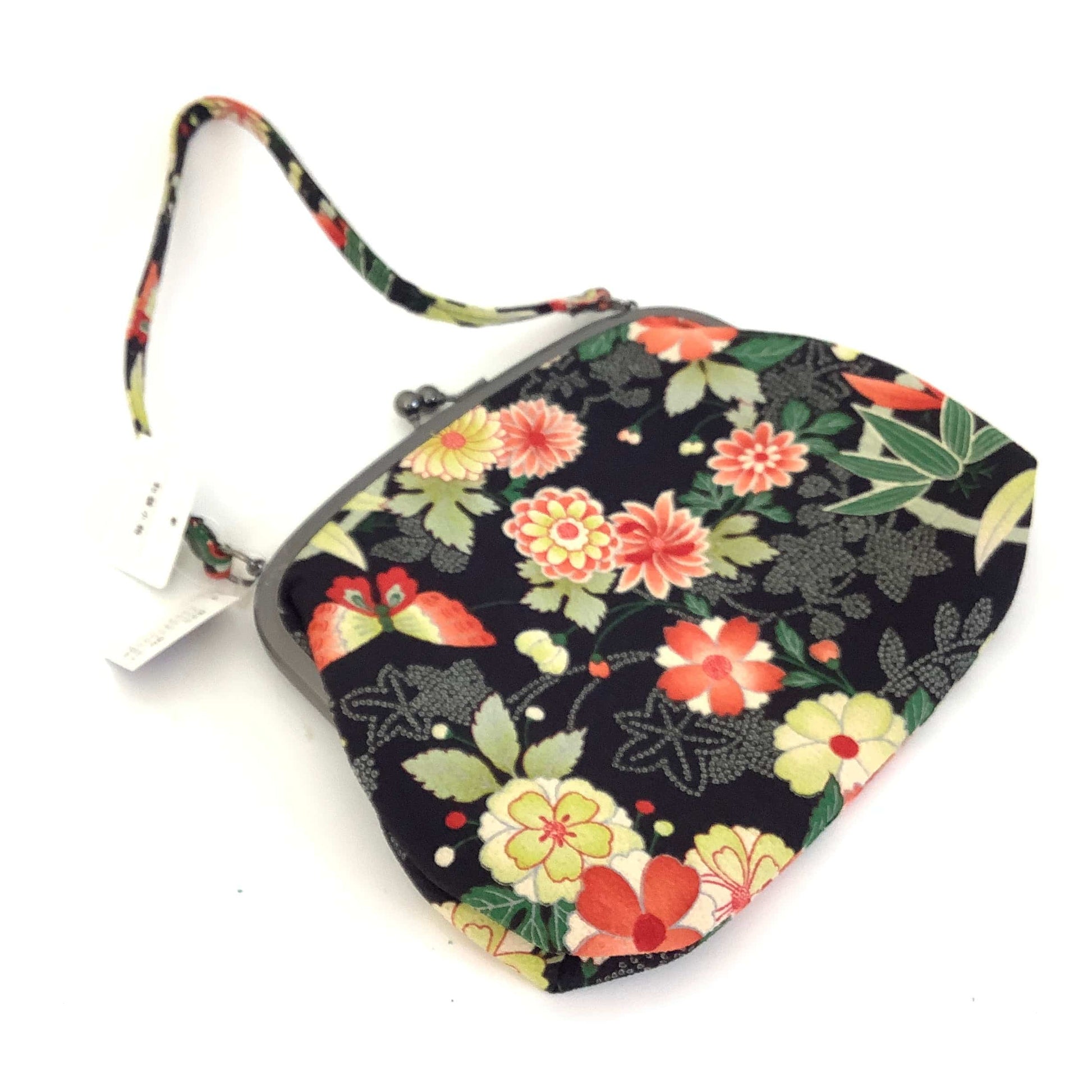 Black Floral Kimono Purse