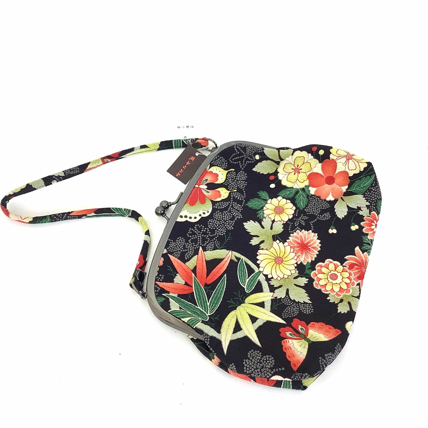 Black Floral Kimono Purse