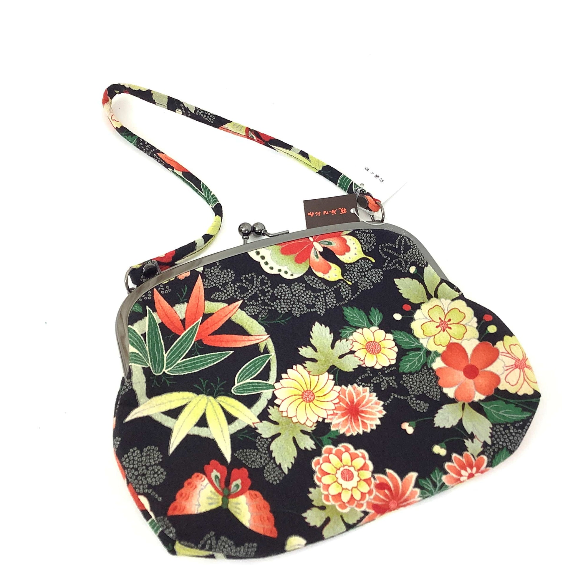 Black Floral Kimono Purse