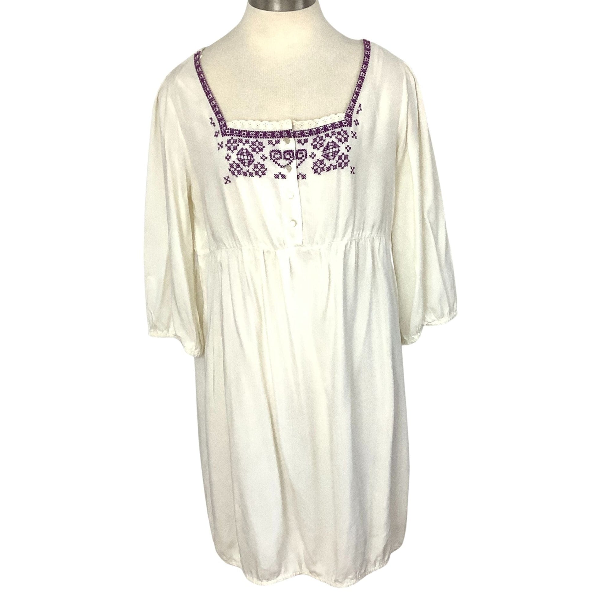 Denmark Bohemian Tunic - Balloon Hem - Cross-Stitched Detail