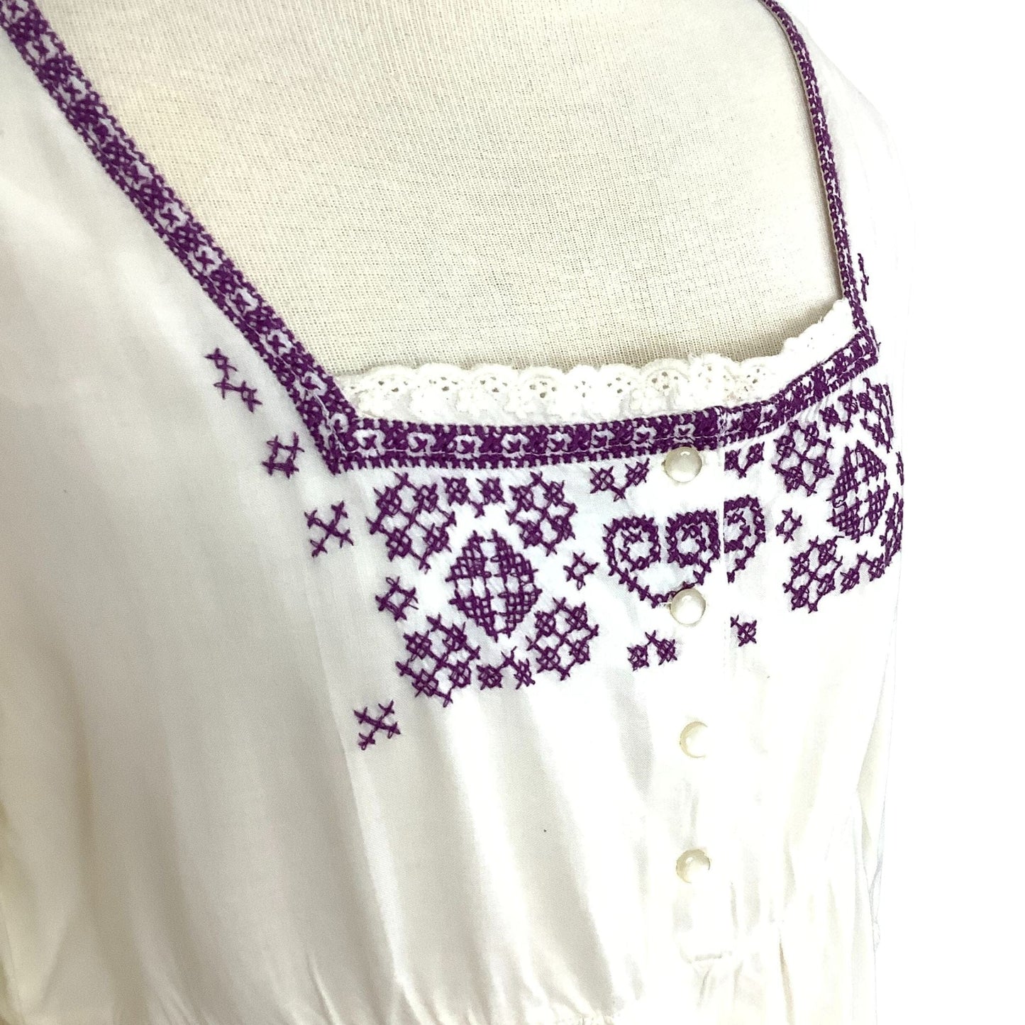 Denmark Bohemian Tunic - Balloon Hem - Cross-Stitched Detail