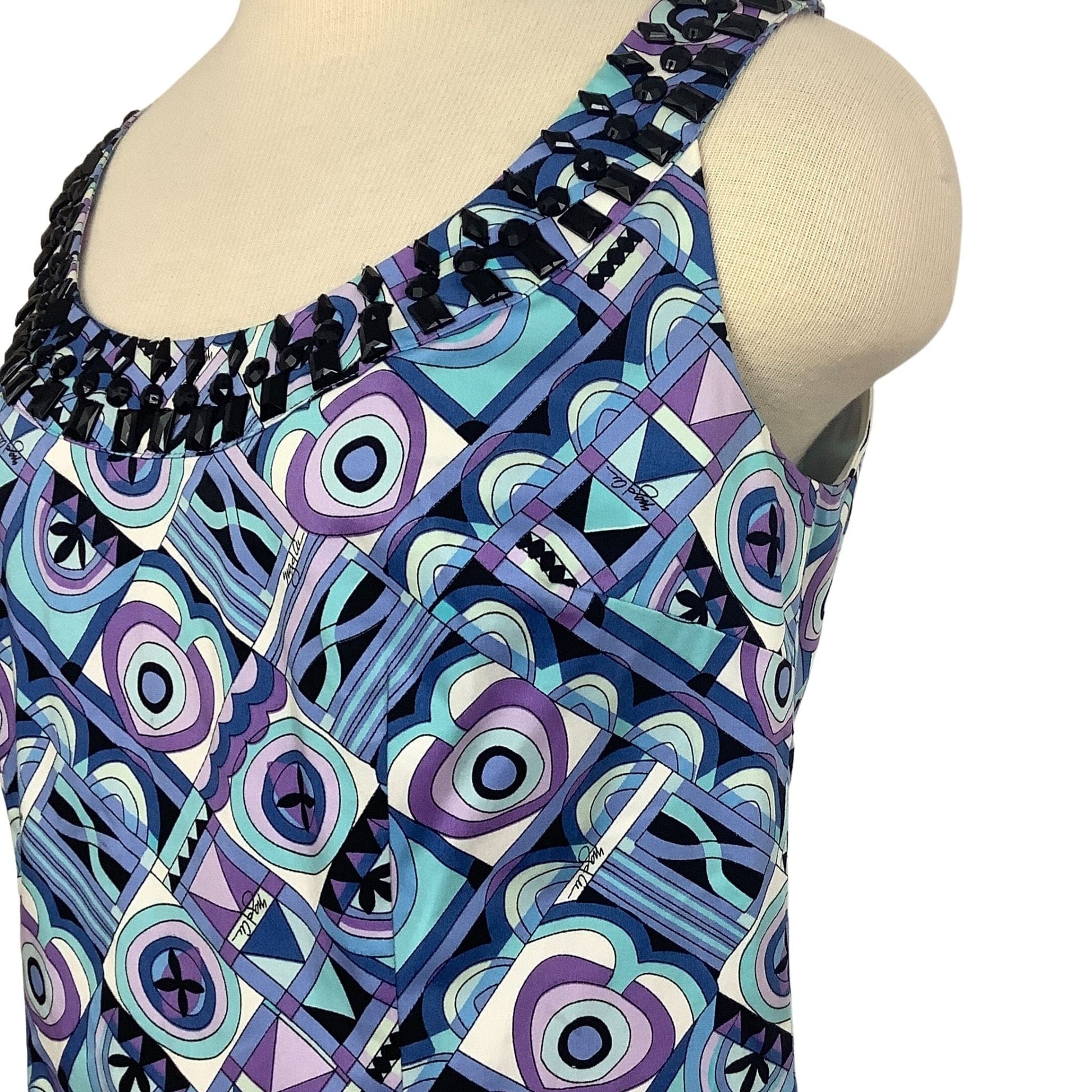 Sigrid Olsen Geometric Blue-Multi Sleeveless Dress SIze W-S