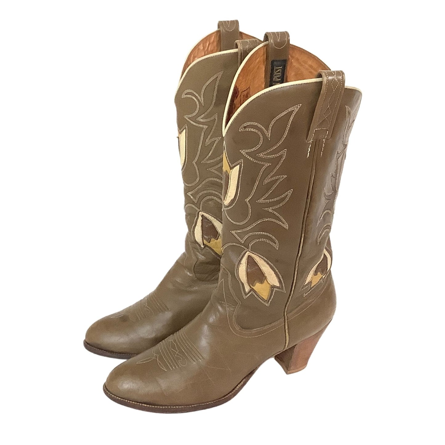 Olive Green Tulip Cowboy Boots