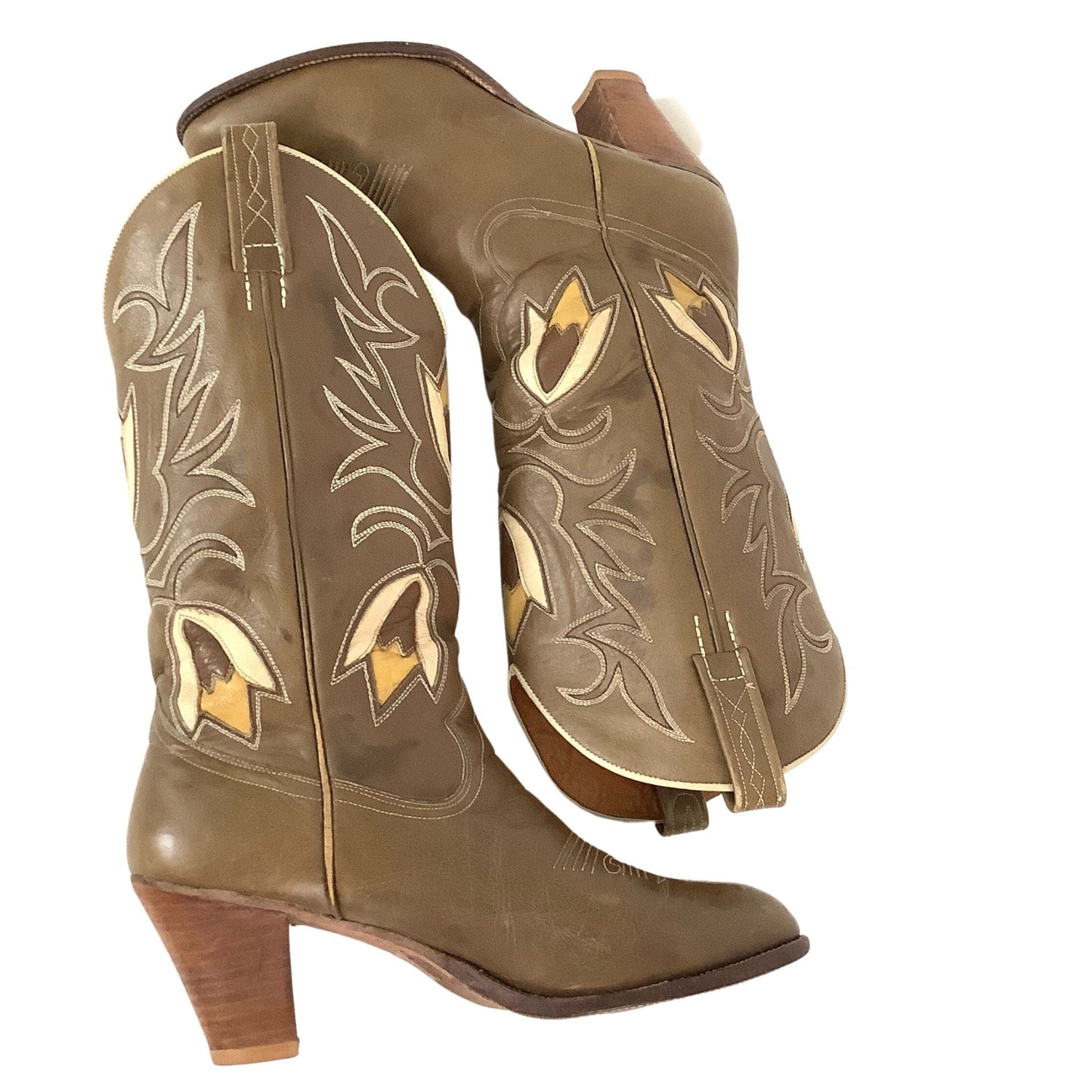 Olive Green Tulip Cowboy Boots