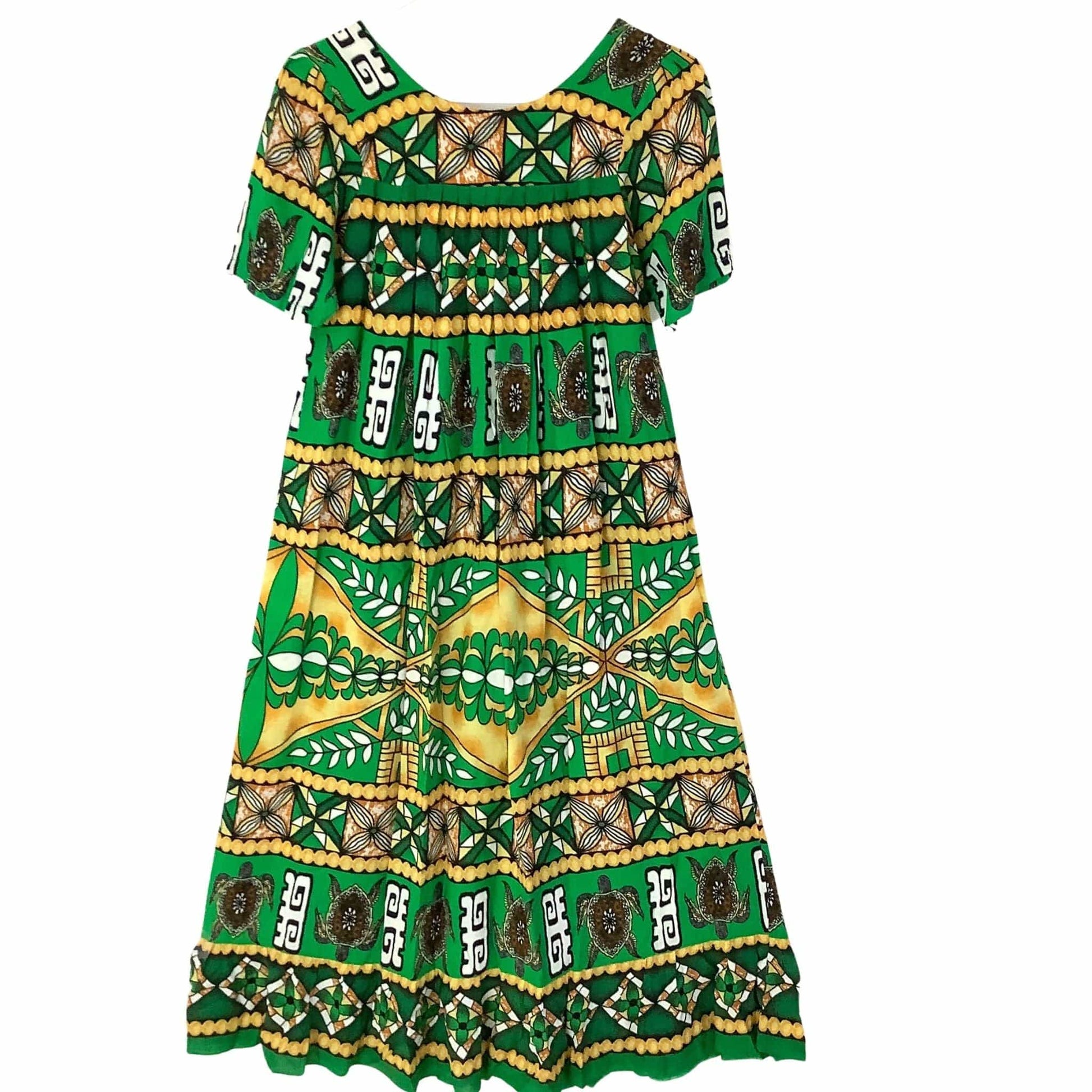 Vintage '80s Turtle Muumuu Dress Green-Multi Cotton Size W-M Vintage '80s Turtle Muumuu Dress Green-Multi Cotton Size W-M